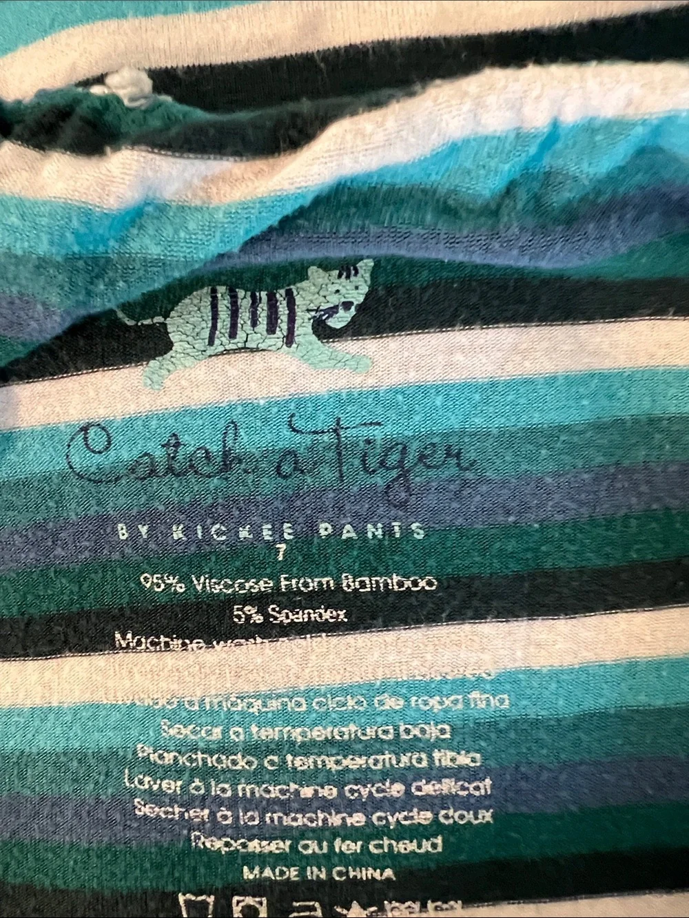 Kickee Pants Teal, Green & White Striped Long-Sleeve Pajama Set